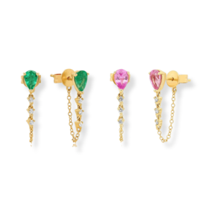 Pear tassel stud earrings