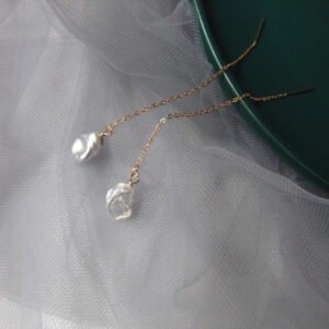 Barroque pearl tassel earrings