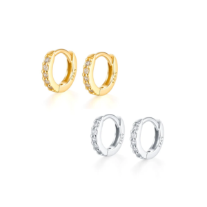 Small pave huggie hoops